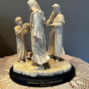 Feeding The Thousands Religious Resin Sculpture - Ivory/Tan